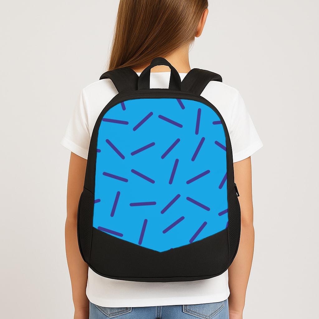Blue Line Pattern - Eighties School Bag
