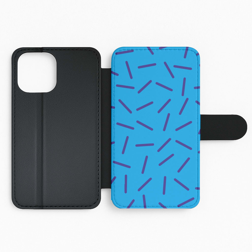Blue Line Pattern - Eighties Flip Phone Case