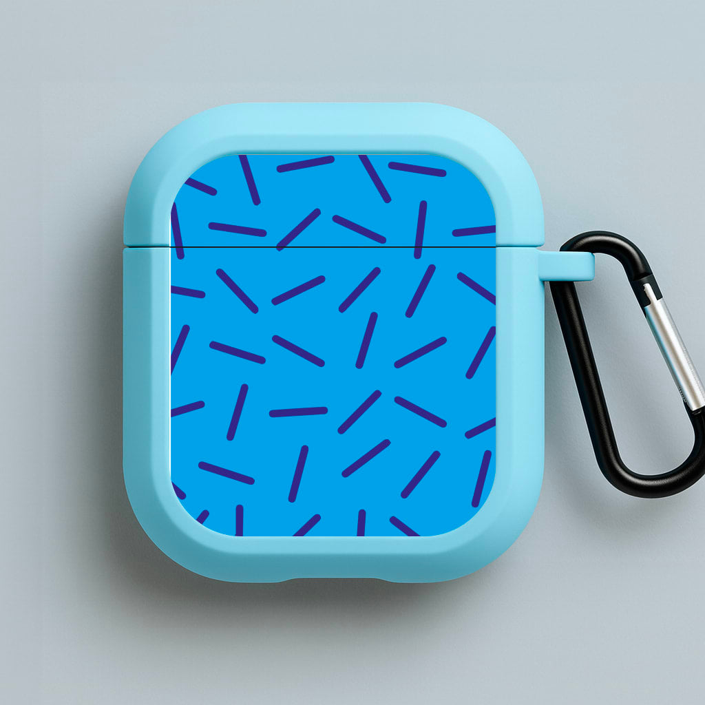 Blue Line Pattern - Eighties Blue AirPods Case
