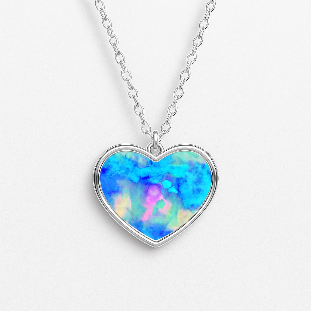 Electric Blue Heart Necklace