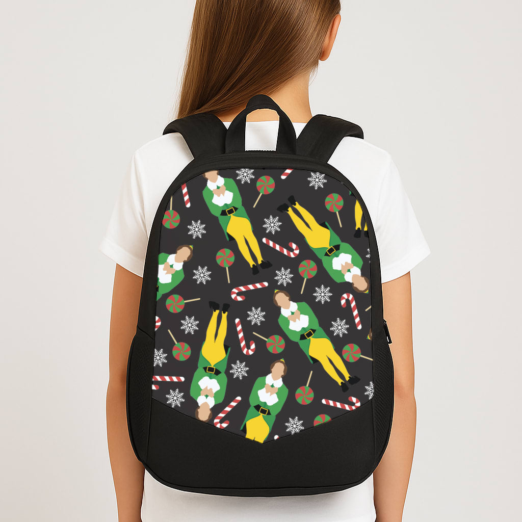 Elf Candy Cane Pattern Large School Bag