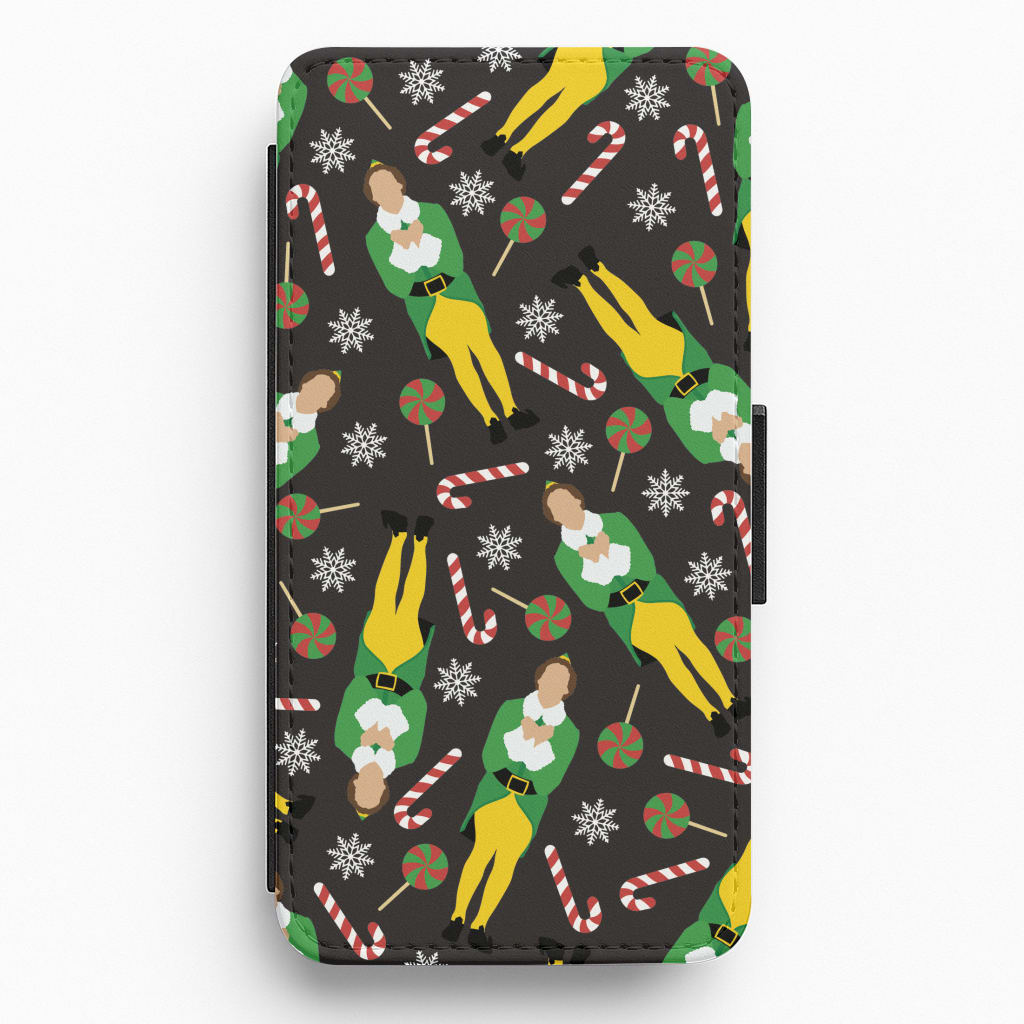 Elf Candy Cane Pattern Flip / Wallet Phone Case