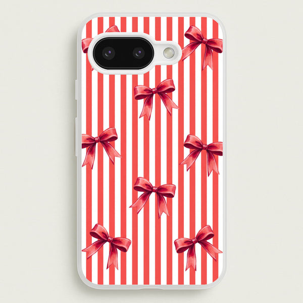 Candy Stripe Bows Phone Case - Google Pixel 9a / Standard