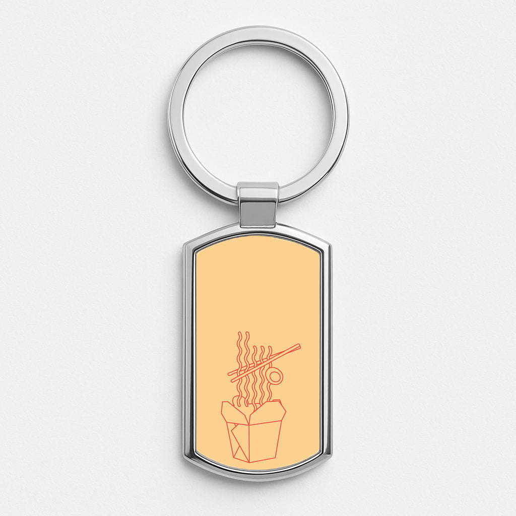 Noodels - Fast Food Patterns Silver Keyring