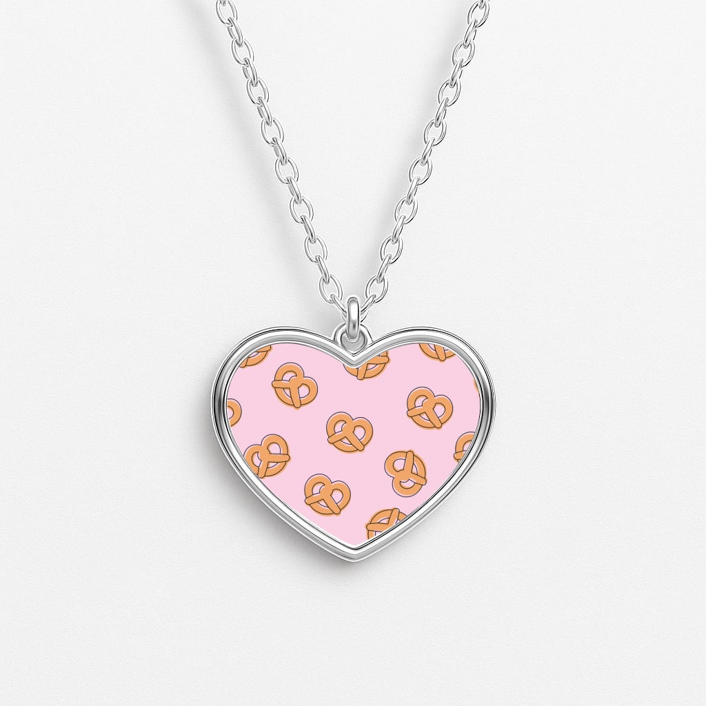 Pretzels - Fast Food Patterns Heart Necklace