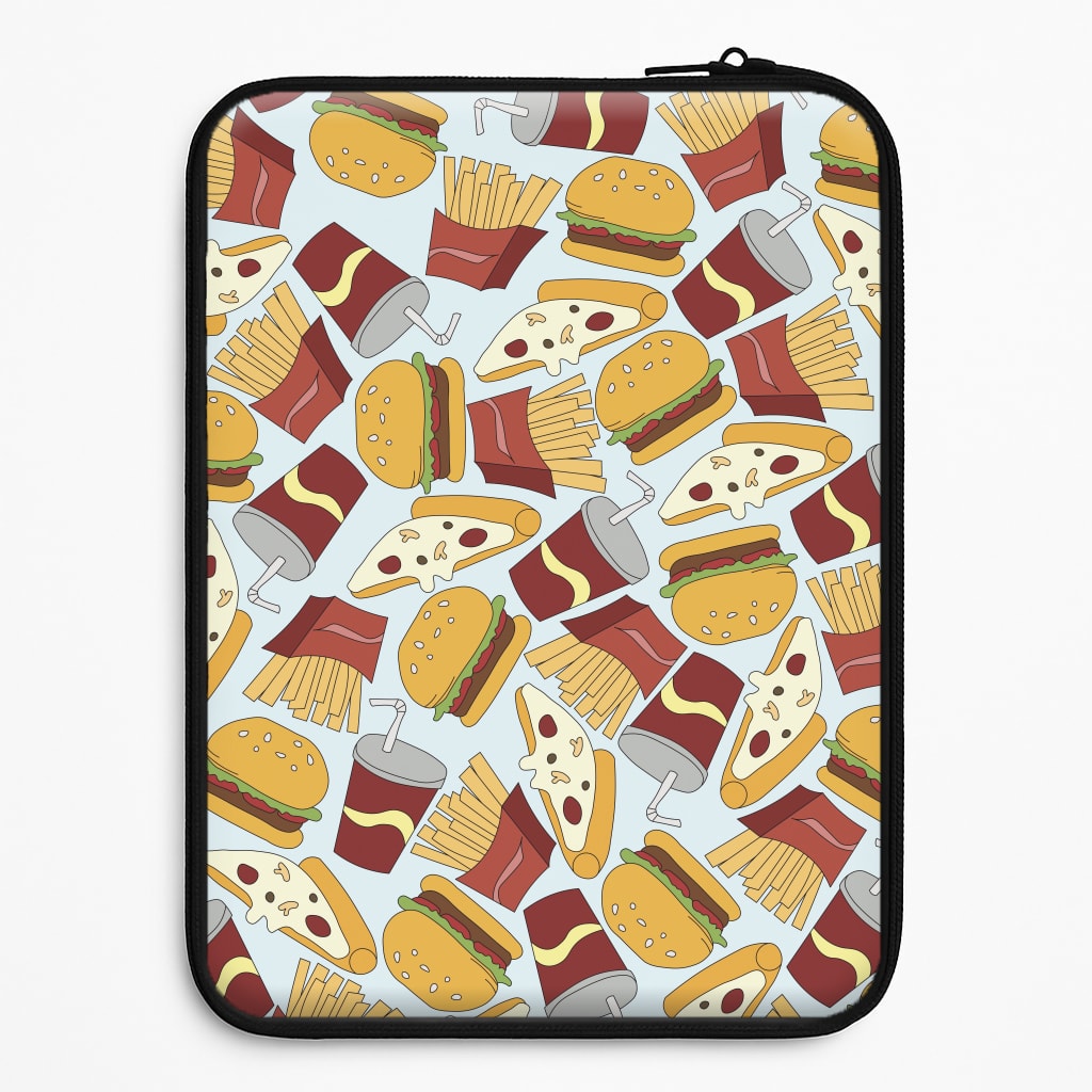 Burgers, Fries And Pizzas - Fast Food Patterns Laptop Sleeve
