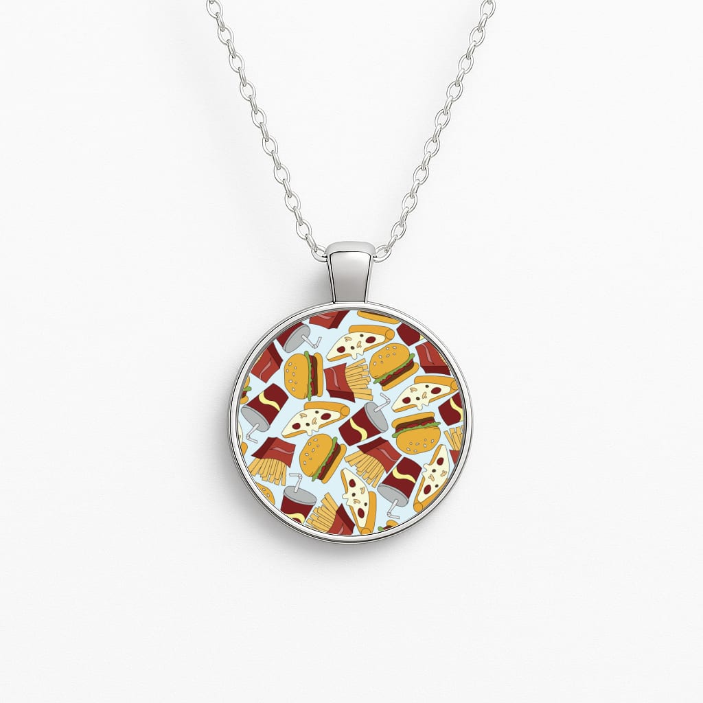 Burgers, Fries And Pizzas - Fast Food Patterns Necklace