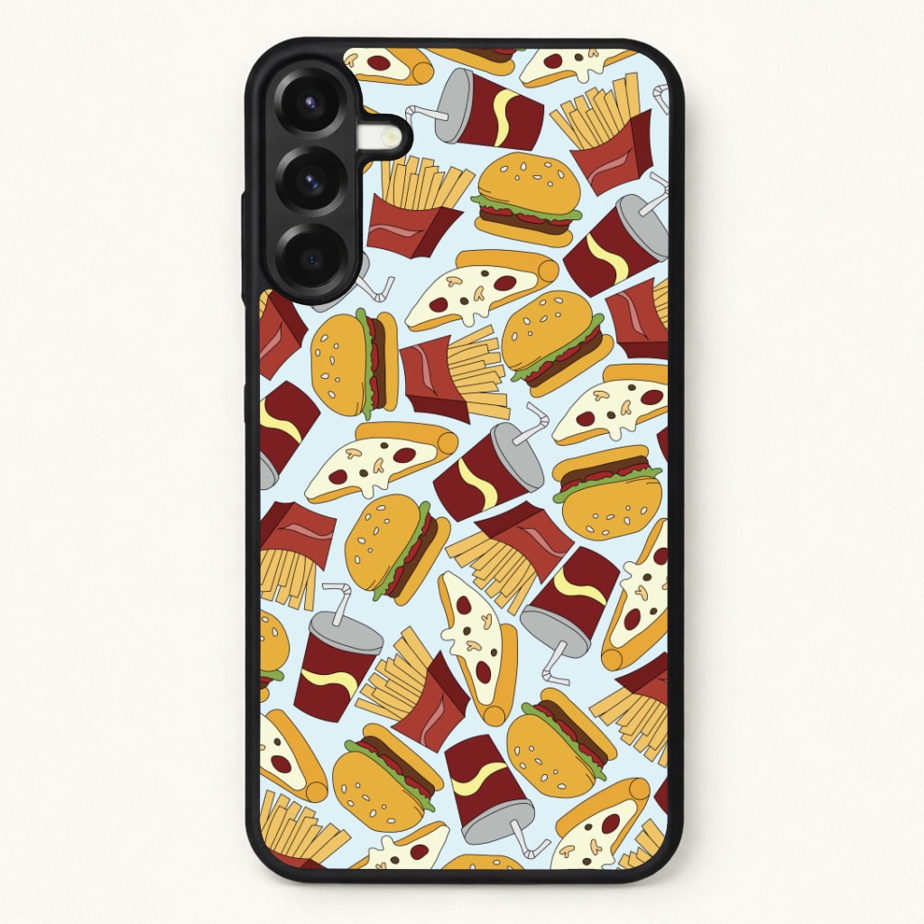 Burgers, Fries And Pizzas - Fast Food Patterns Phone Case for Galaxy A37
