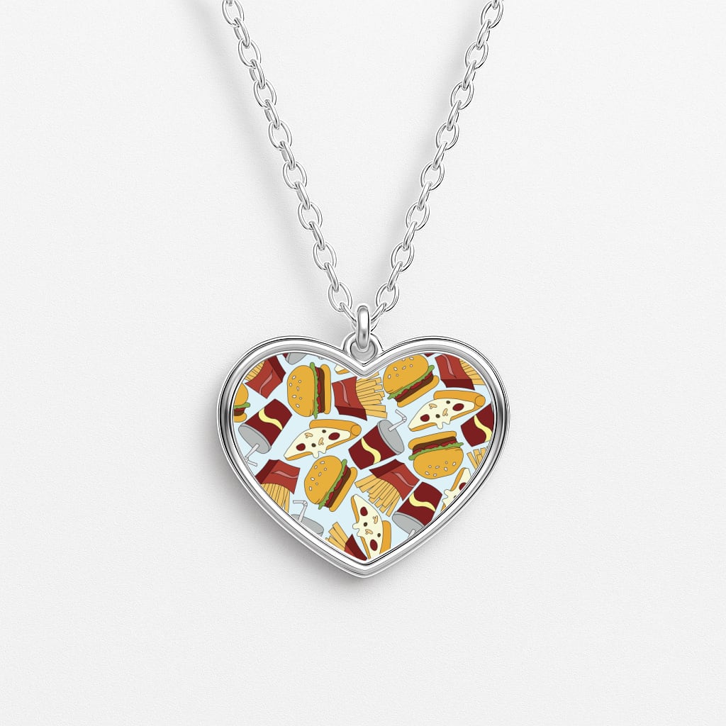Burgers, Fries And Pizzas - Fast Food Patterns Necklace