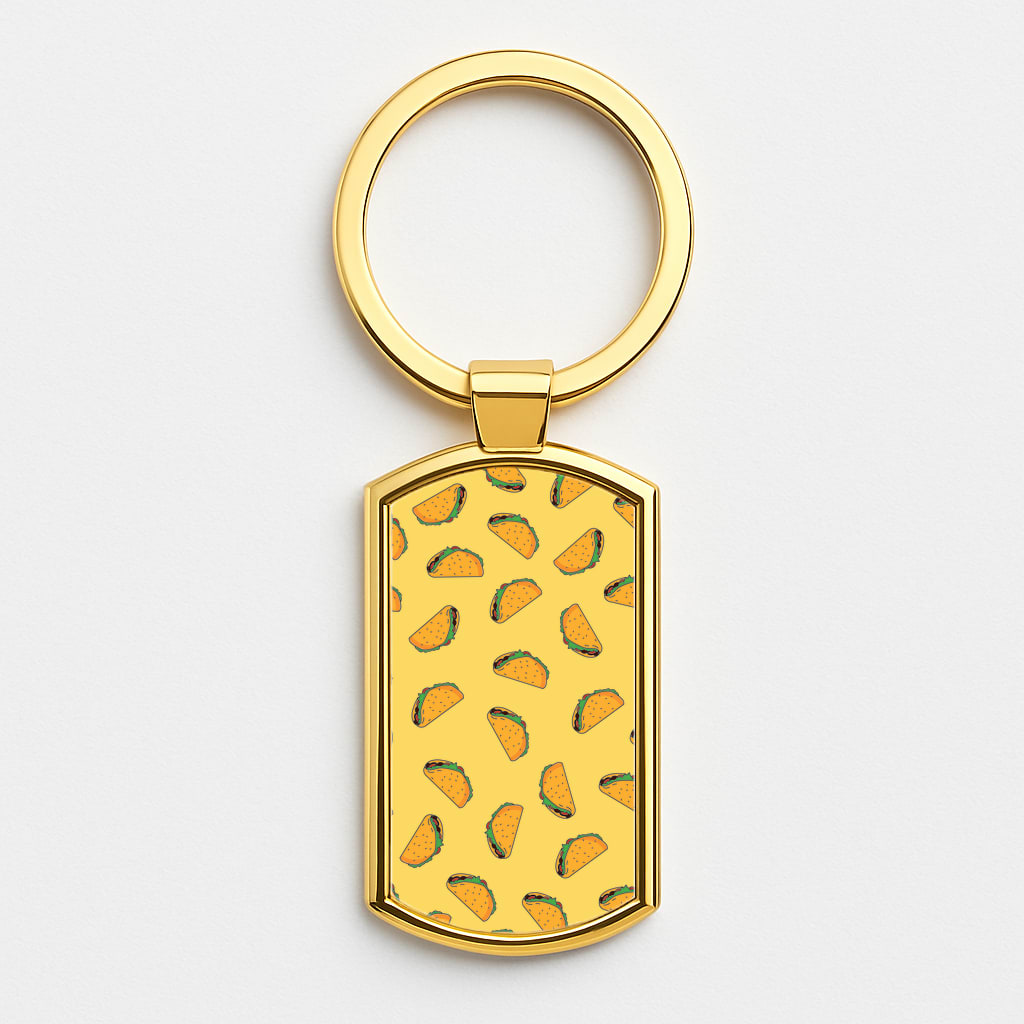 Tacos - Fast Food Patterns Gold Keyring