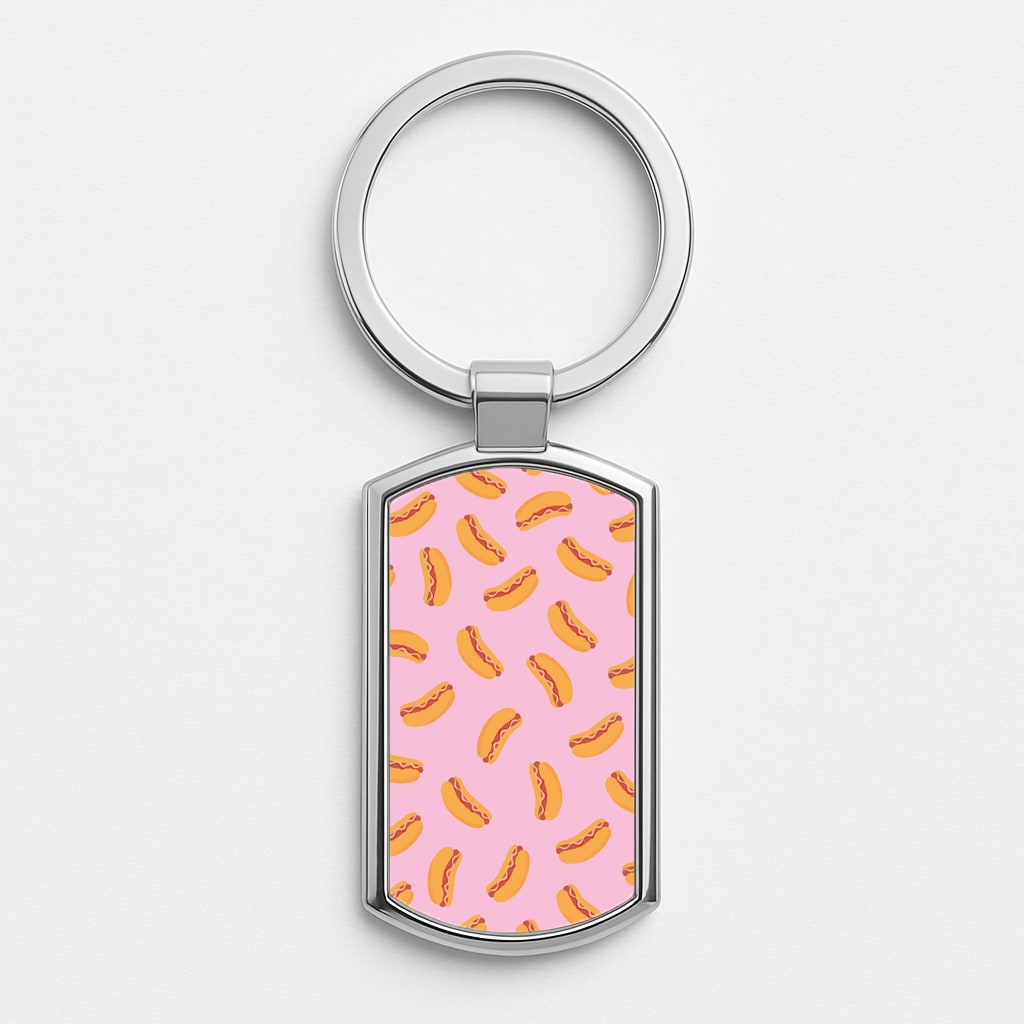 Hot Dogs - Fast Food Patterns Silver Keyring