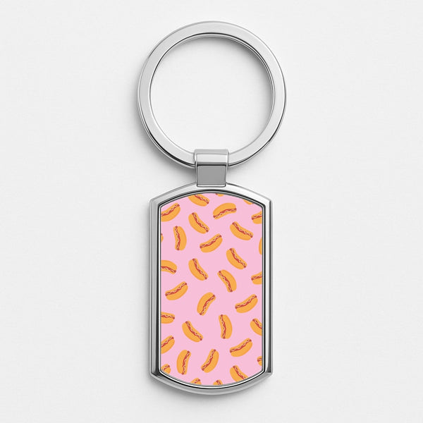 Hot Dogs - Fast Food Patterns Silver Keyring