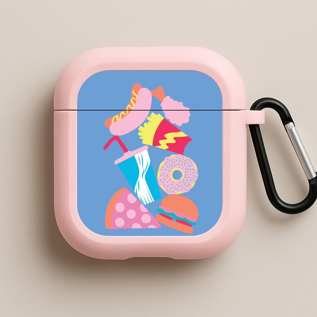 All The Foods - Fast Food Patterns Pink AirPods Case