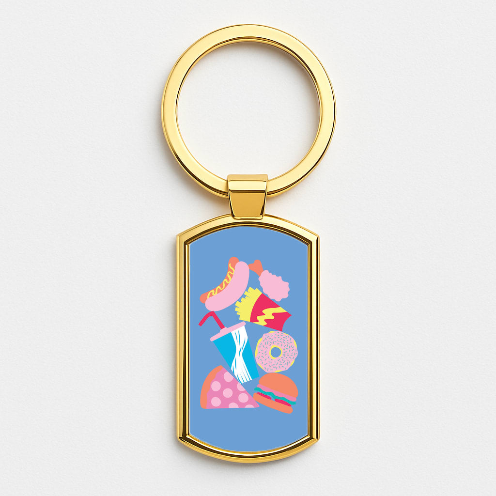 All The Foods - Fast Food Patterns Gold Keyring