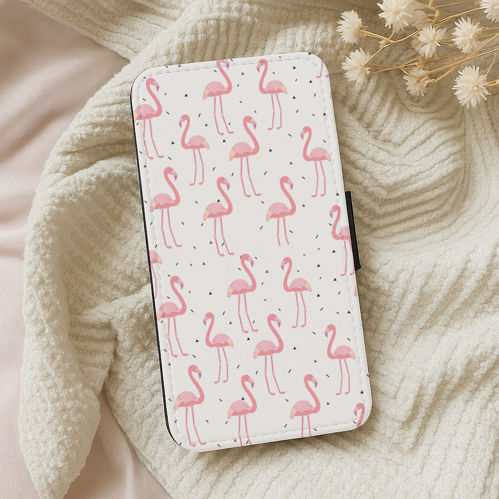 Pink Flamingo Pattern Wallet Phone Case