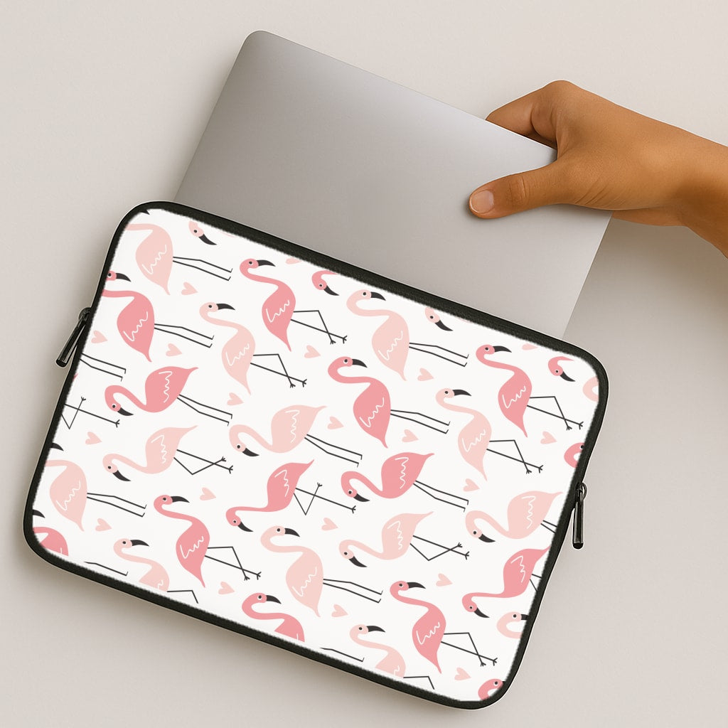 White & Pink Flamingo Pattern MacBook Case