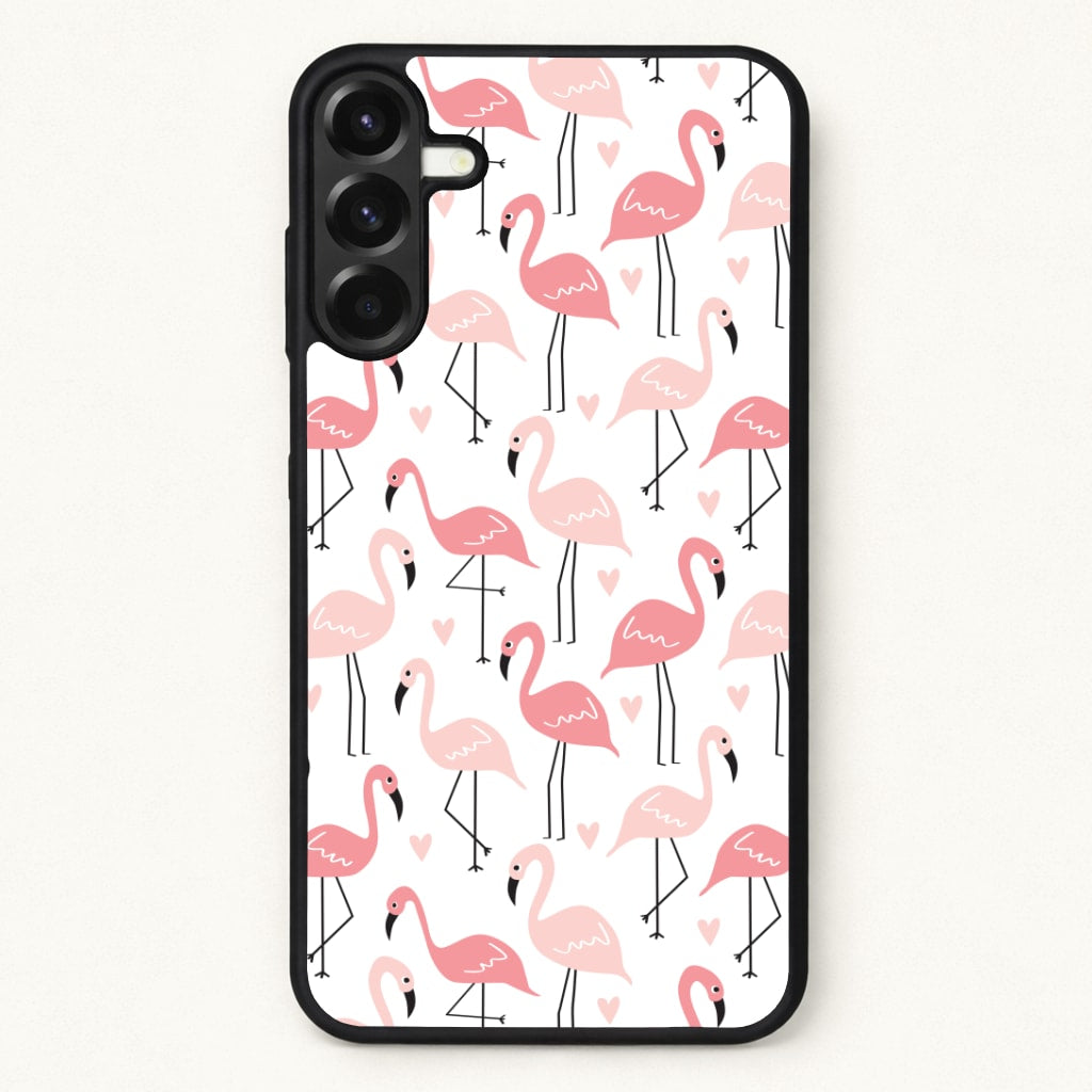 White & Pink Flamingo Pattern Phone Case