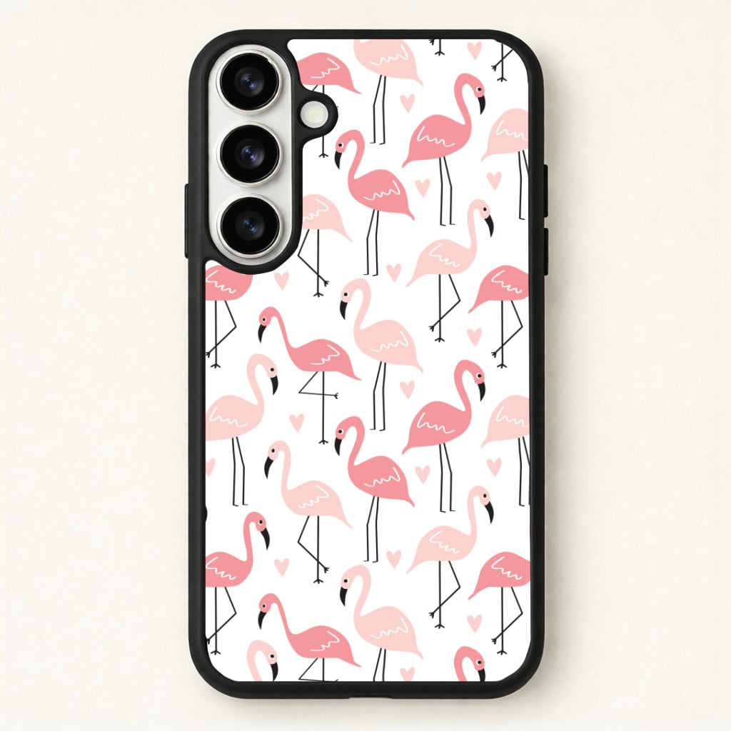 White & Pink Flamingo Pattern Phone Case for Galaxy S26