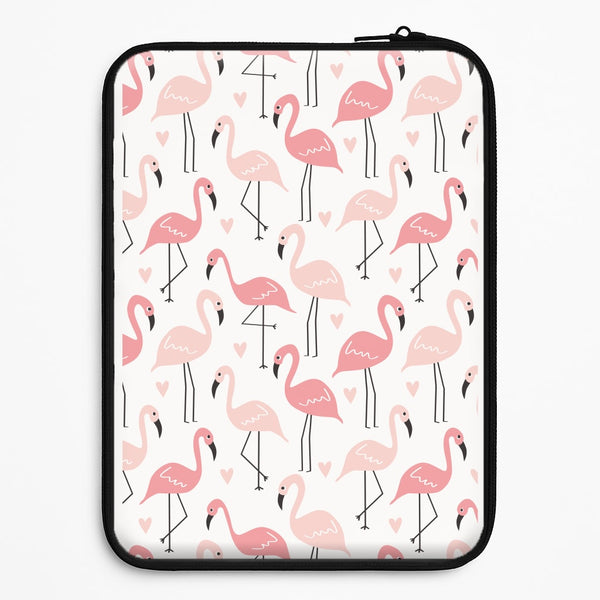 White & Pink Flamingo Pattern Universal Laptop Sleeve