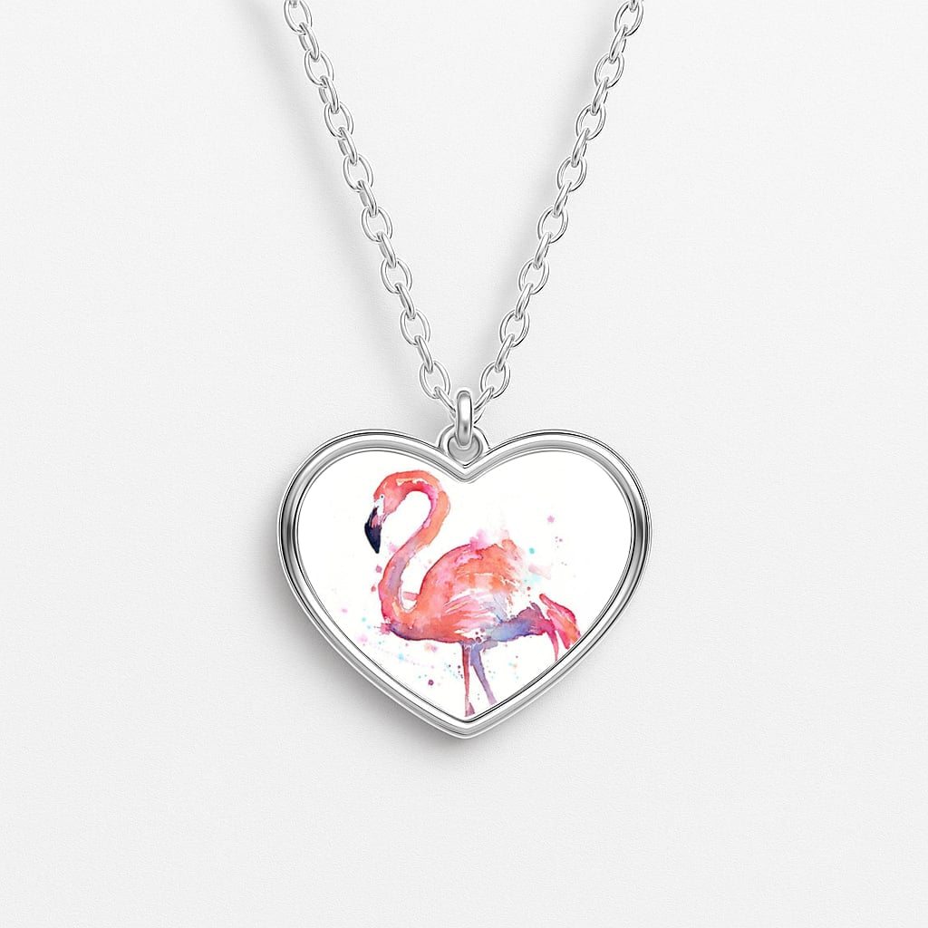Watercolour Flamingo Painting Necklace