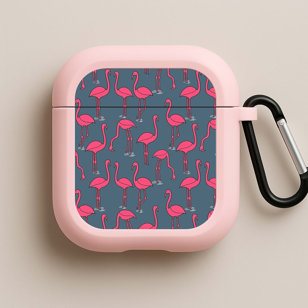 Basic Pink Flamingo Pattern Pink AirPods Case
