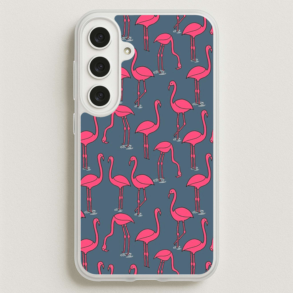 Basic Pink Flamingo Pattern Phone Case for Galaxy S25FE