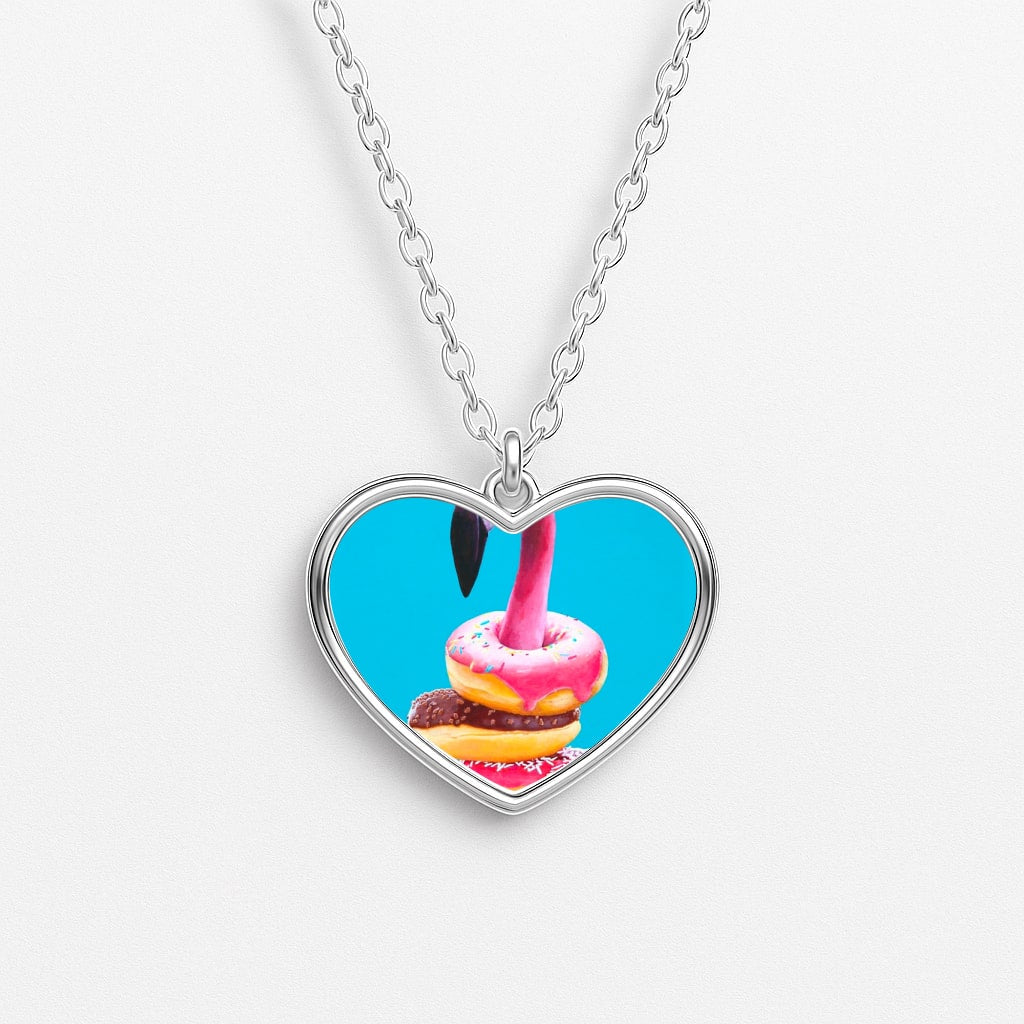 A Famished Flamingo Heart Necklace