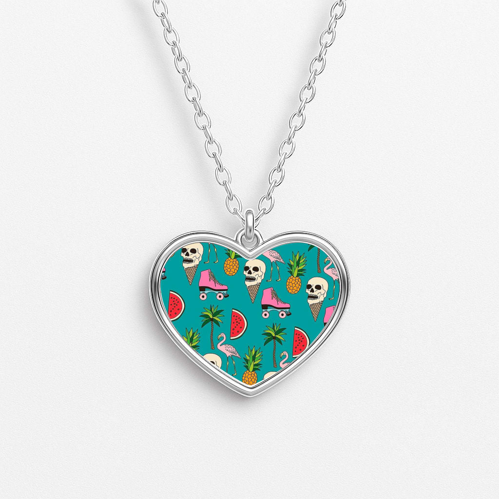 Skull Creams - Summer Pattern Heart Necklace