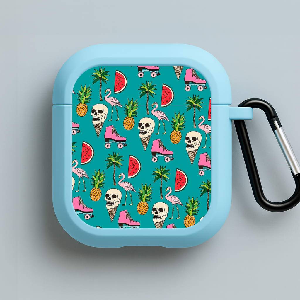 Skull Creams - Summer Pattern Blue AirPods Case