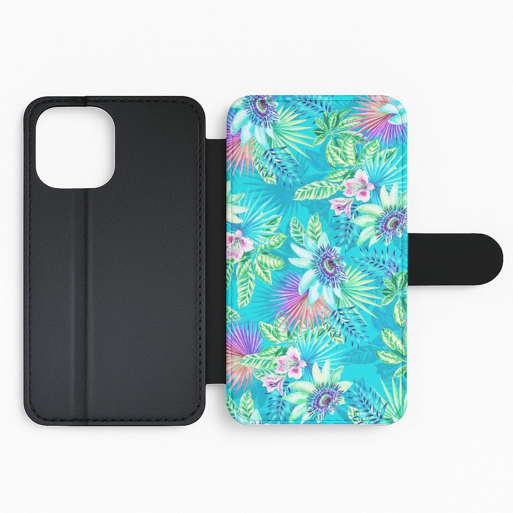 Blue Floral Pattern Flip Phone Case