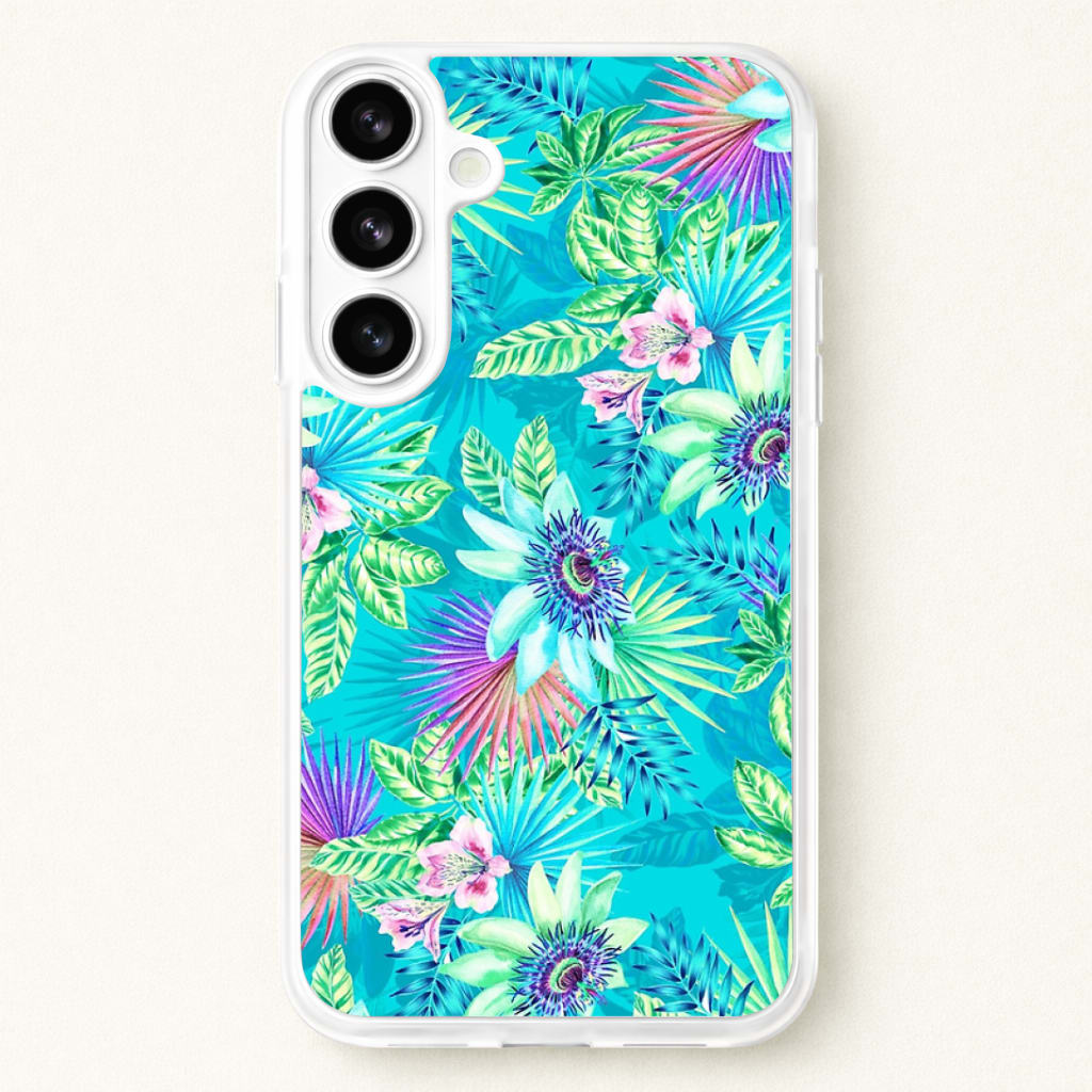 Blue Floral Pattern Phone Case for Galaxy S26 Plus