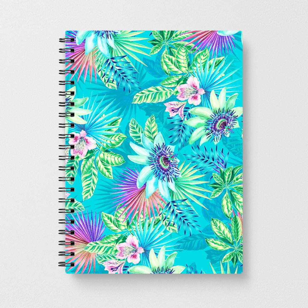 Blue Floral Pattern Notebook - Fun Cases