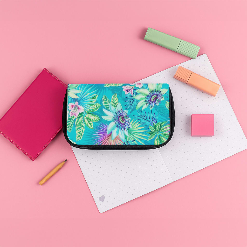 Blue Floral Pattern Pencil Case