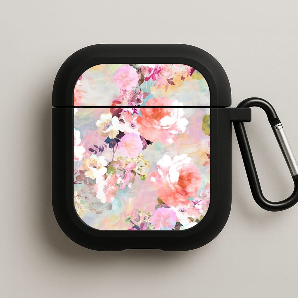 Pastel Pink Floral Pattern AirPods Case