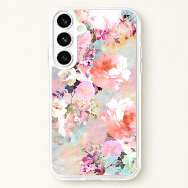 Pastel Pink Floral Pattern Phone Case for Galaxy S26 Plus