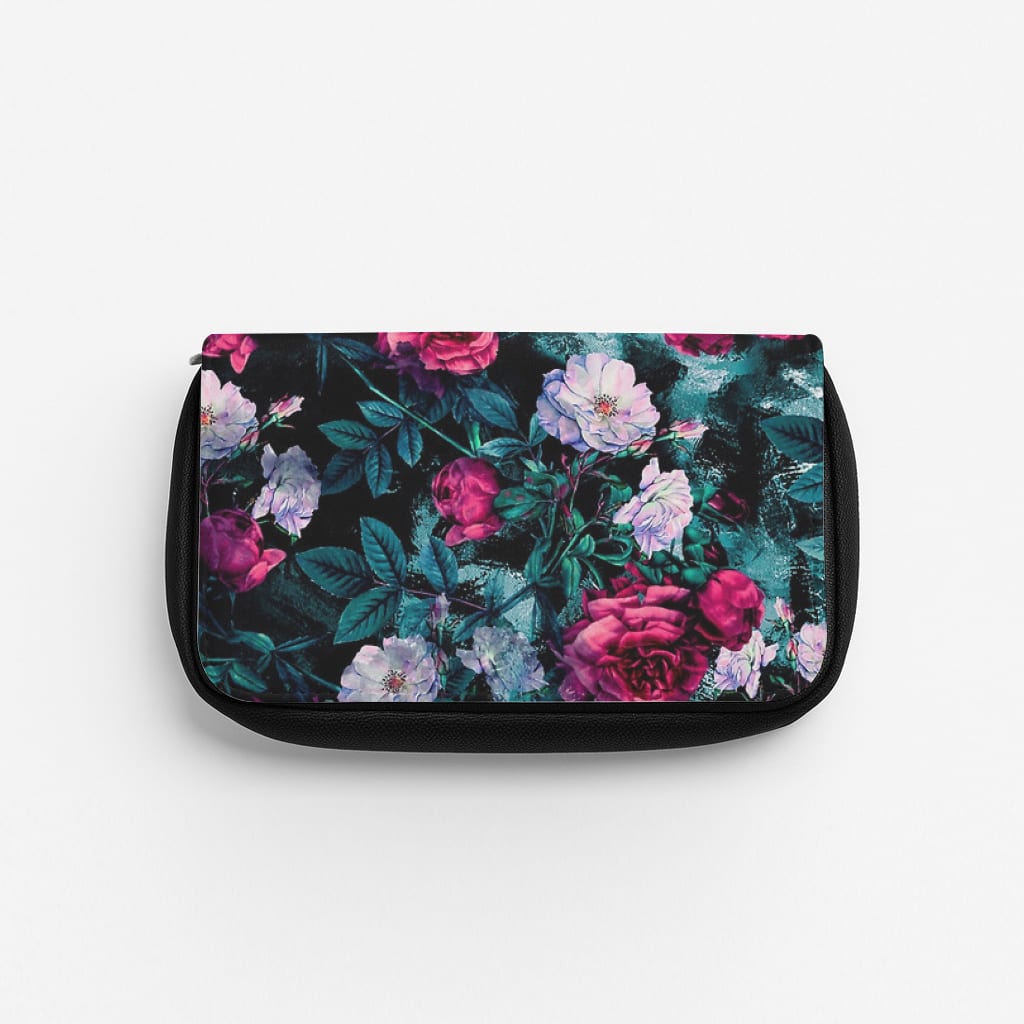 Black Floral Pattern Pencil Case