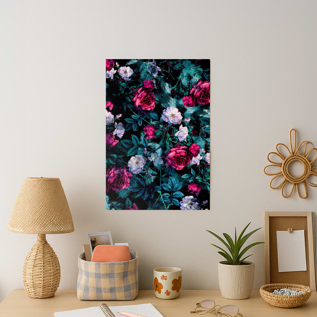 Black Floral Pattern Art Print