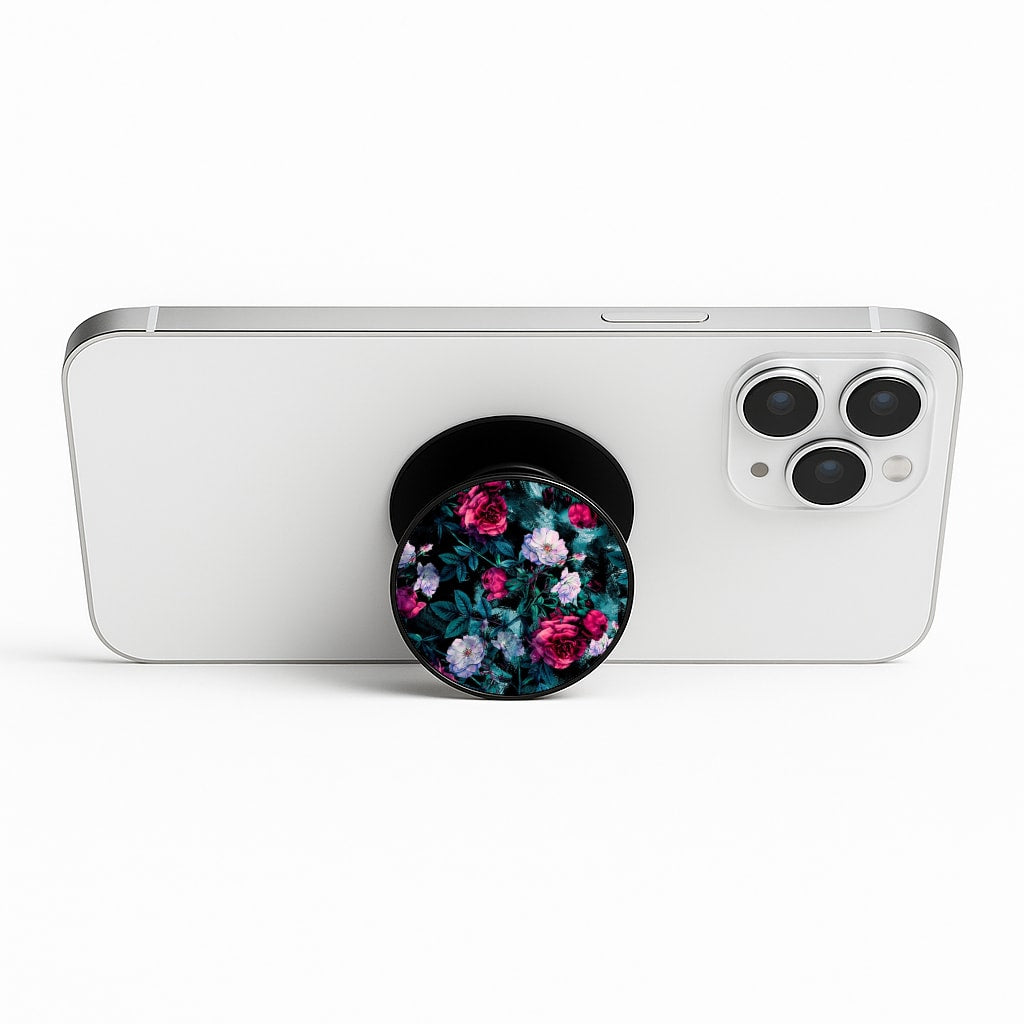 Black Floral Pattern Phone Stand