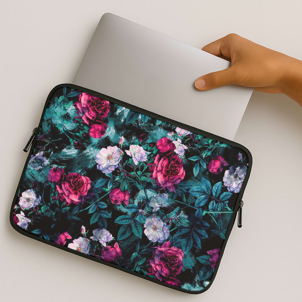 Black Floral Pattern MacBook Case