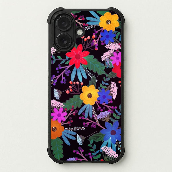 Black & Colourful Floral Pattern Phone Case — Bumper case