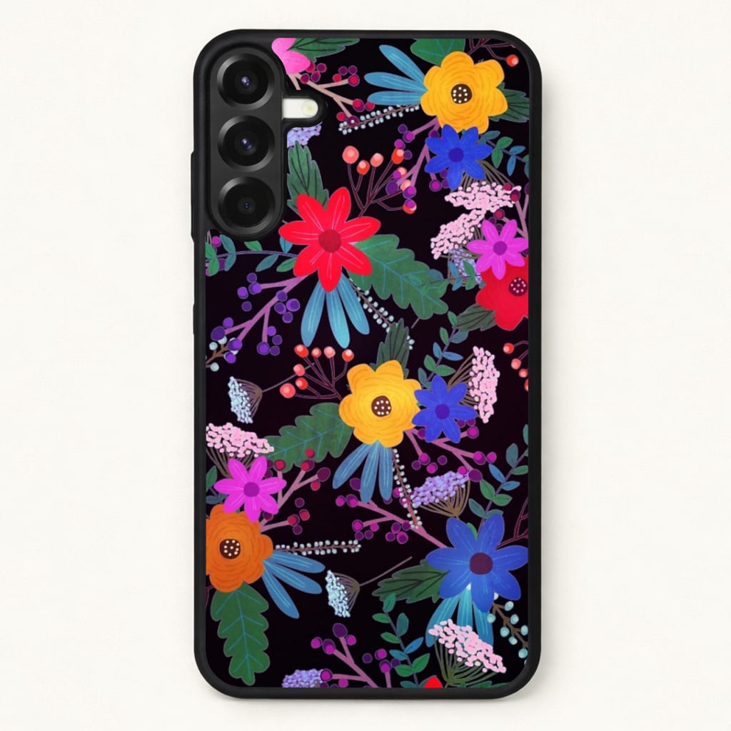 Black & Colourful Floral Pattern Phone Case for Galaxy A37