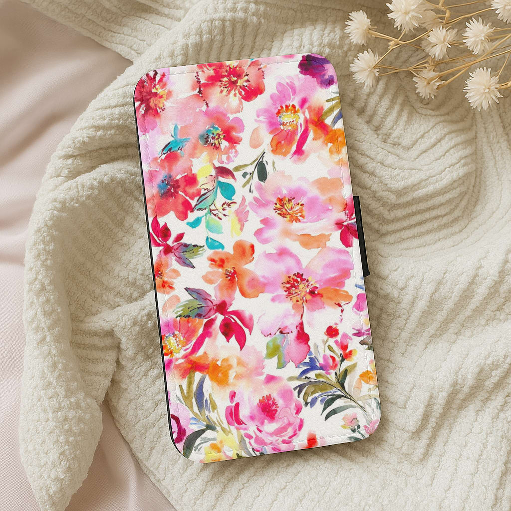 Spring Floral Pattern Flip Wallet Phone Case