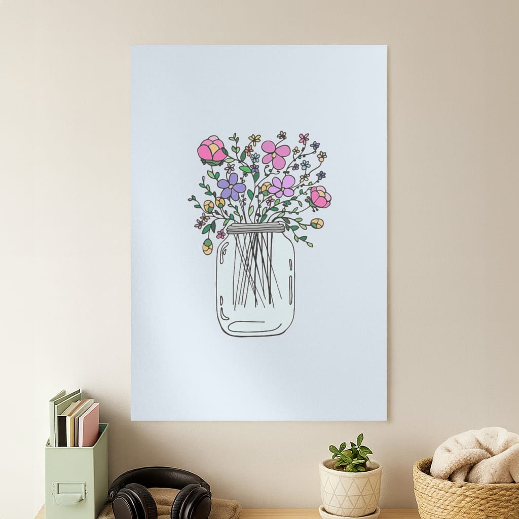 Cartoon Flower Jar Poster