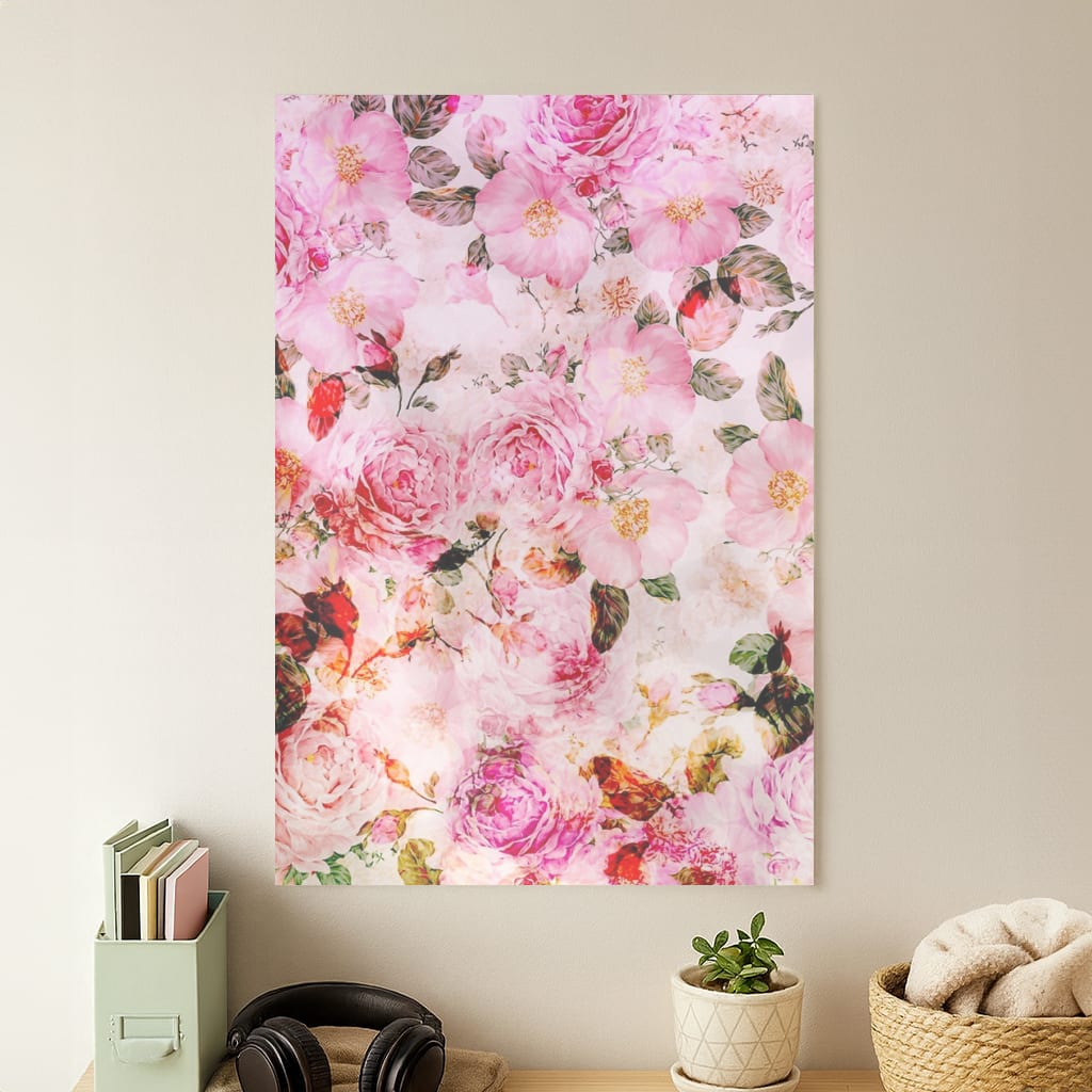 Pretty Pink Chic Floral Pattern Poster