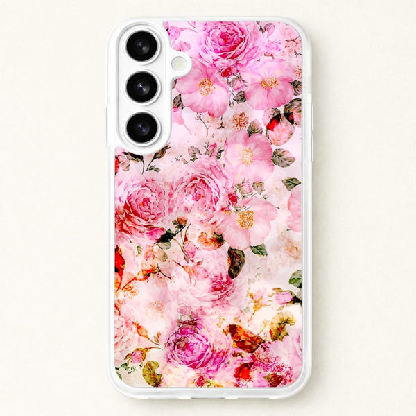 Pretty Pink Chic Floral Pattern Phone Case for Galaxy S26 Plus