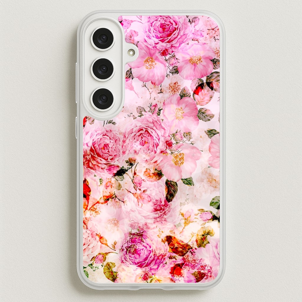 Pretty Pink Chic Floral Pattern Phone Case for Galaxy S25FE
