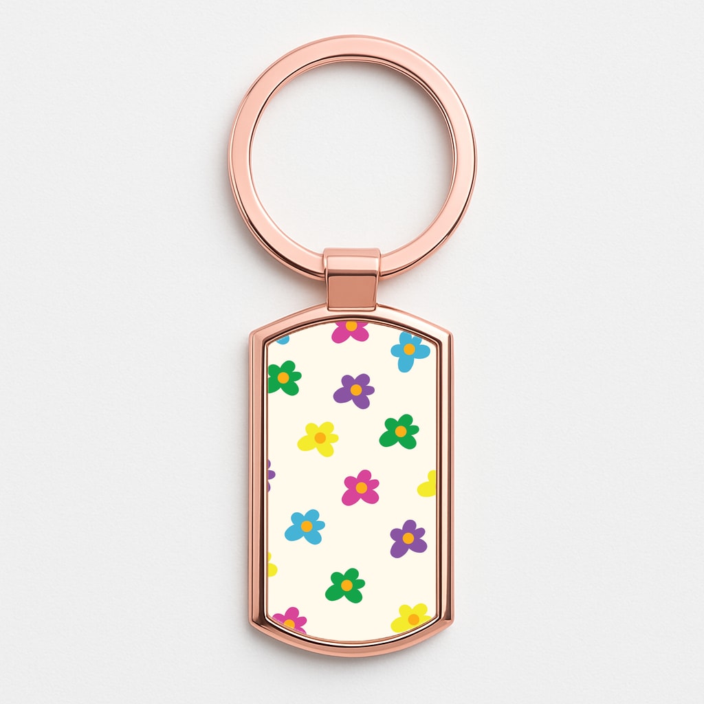Cute Flower Pattern - Floral Rose Gold Keyring