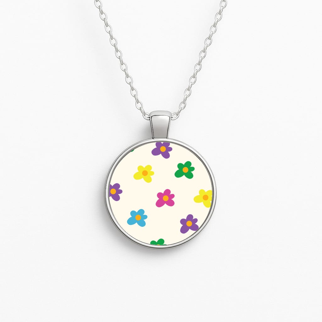 Cute Flower Pattern - Floral Circle Necklace