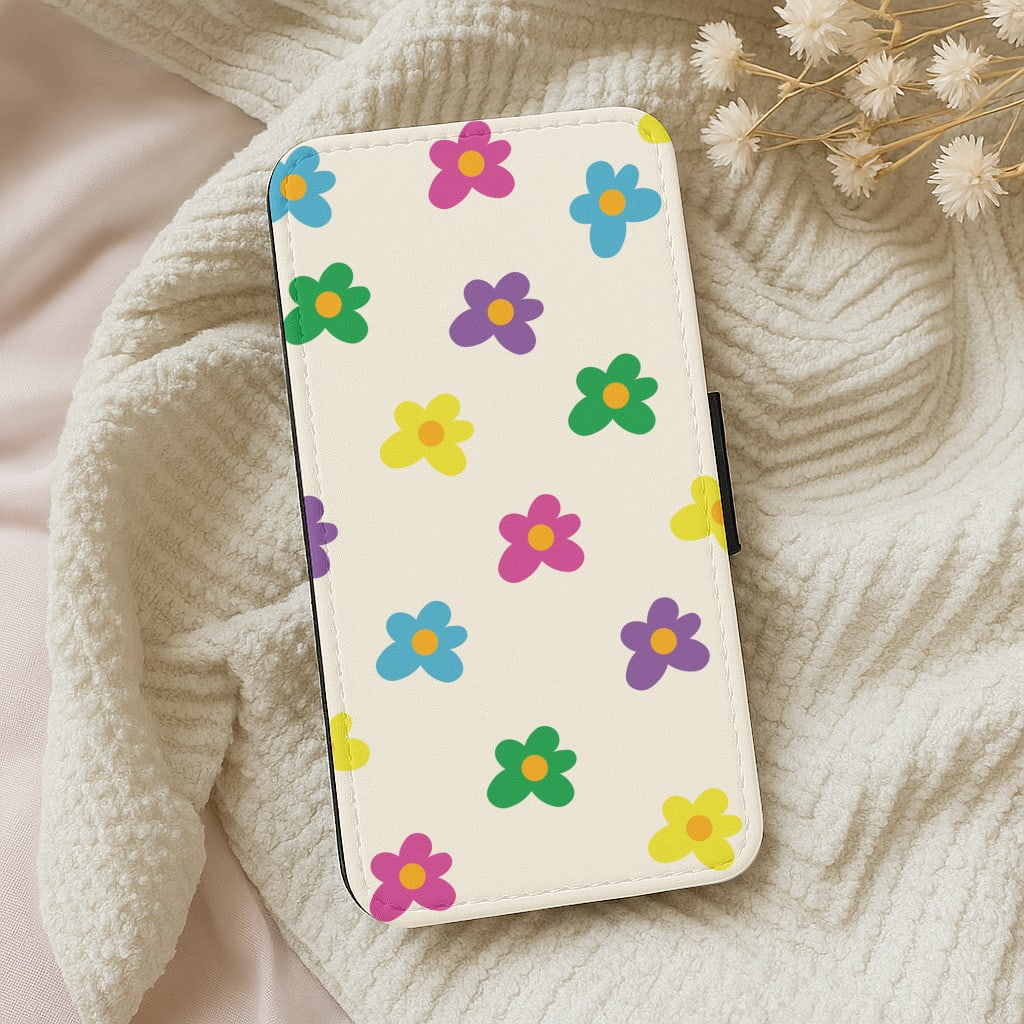 Cute Flower Pattern - Floral Wallet Phone Case