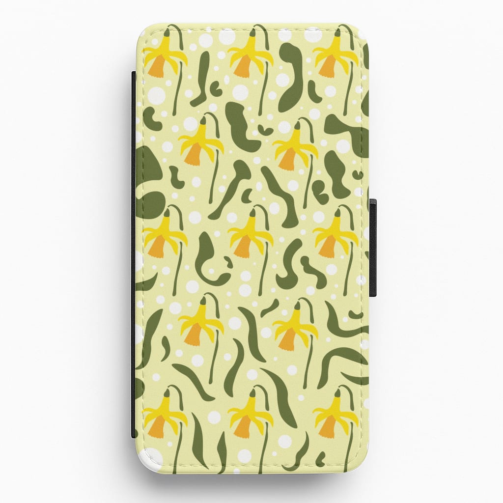 Daffodil Pattern - Floral Flip / Wallet Phone Case